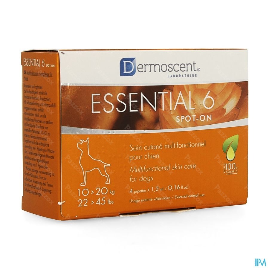 Essential 6 Spot-on Chien 10-20kg Pipet 4x1,2ml
