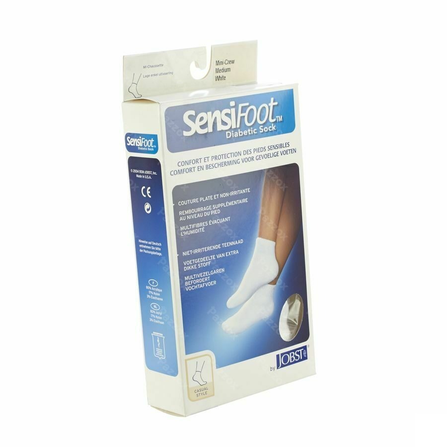 Sensifoot Sockette Pied Diabet. Blanc 1p M 79759