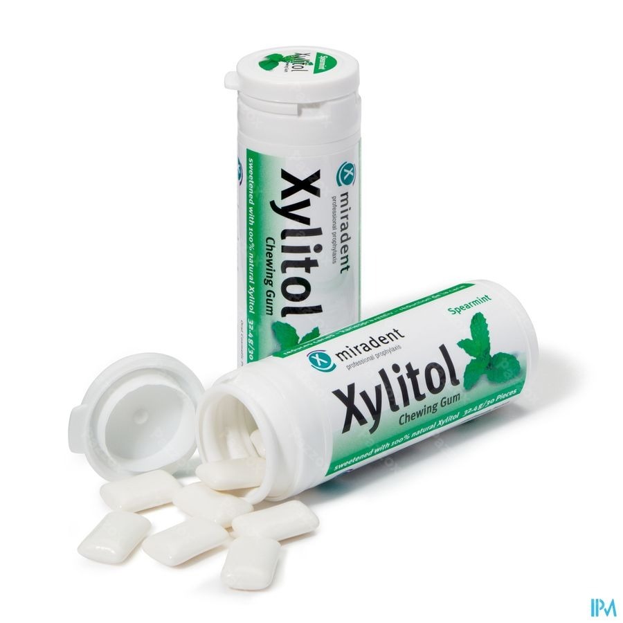 Miradent Chewing Gum Xylitol Menthe Verte S/sucr30
