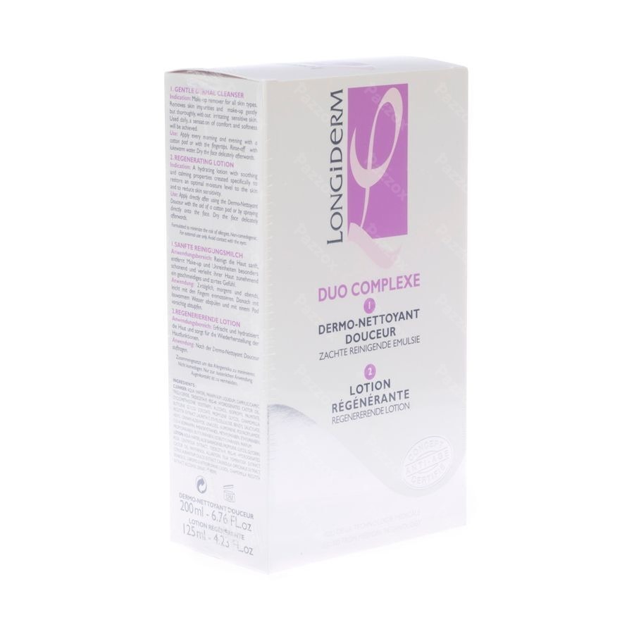 Longiderm Duo Complex Lot 125ml+lait Nett.200ml