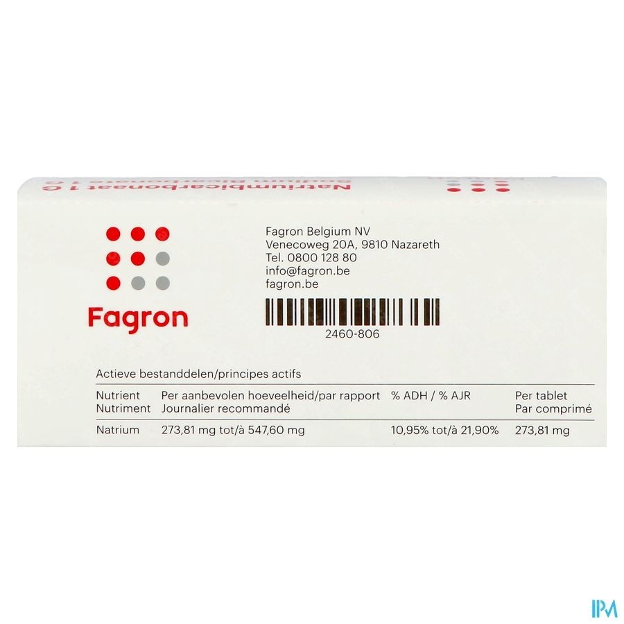 Bicarbonate Sodium 1g Ud Tabl 50 Fag