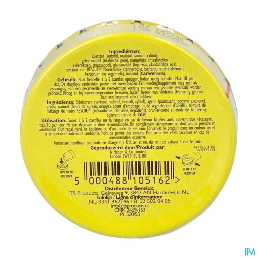 Bach Rescue Pastilles Orange S/sucre 50g