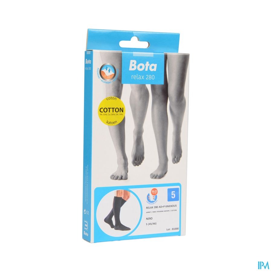 Bota Relax 280 Coton Bas Jarret Noir N5