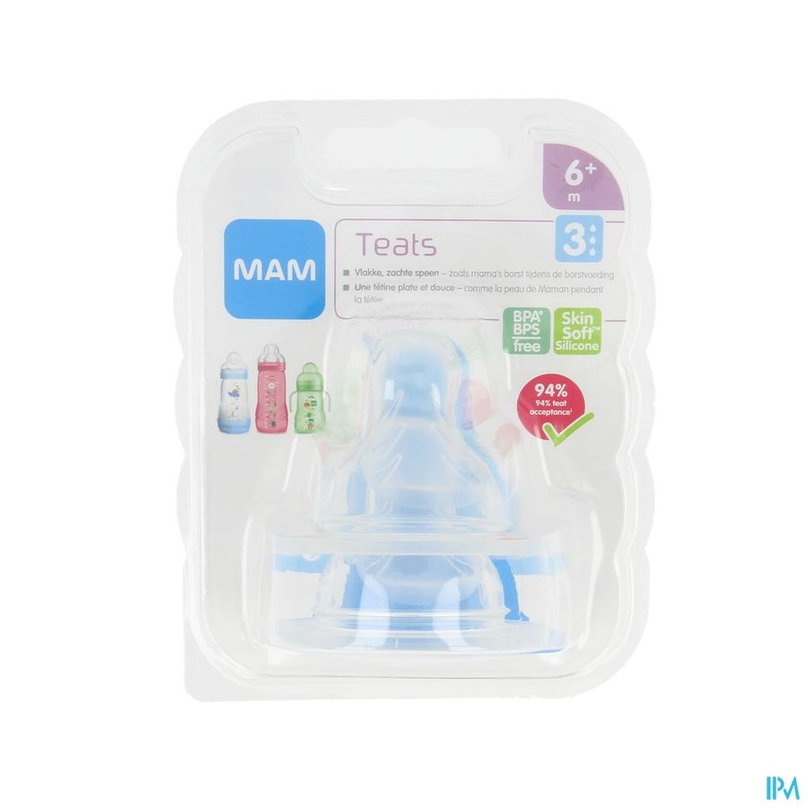 Mam Care Milk 3 Tetine Sil S/bisphenol A