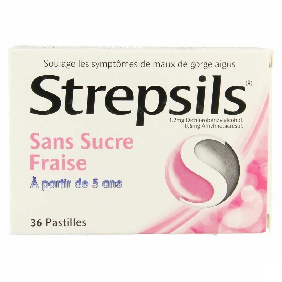 Strepsils S/sucre Fraise Past 36