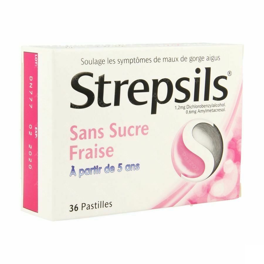 Strepsils S/sucre Fraise Past 36