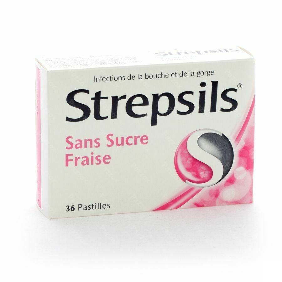 Strepsils S/sucre Fraise Past 36