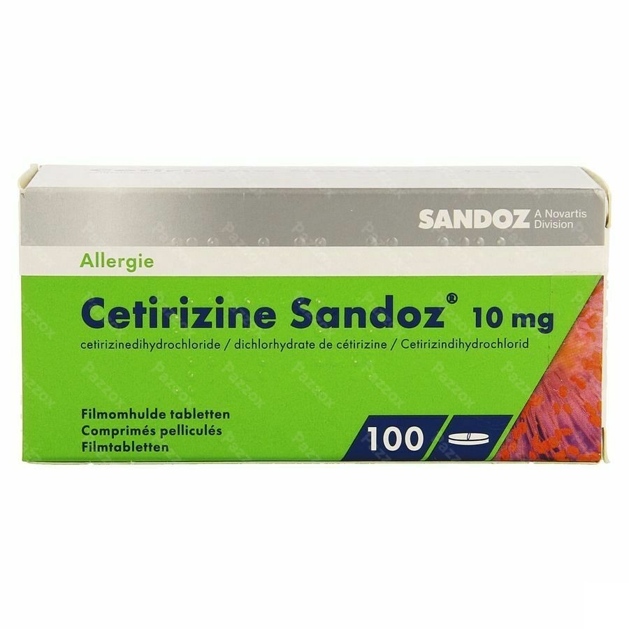 Cetirizine Sandoz 10mg 100 Comprimés