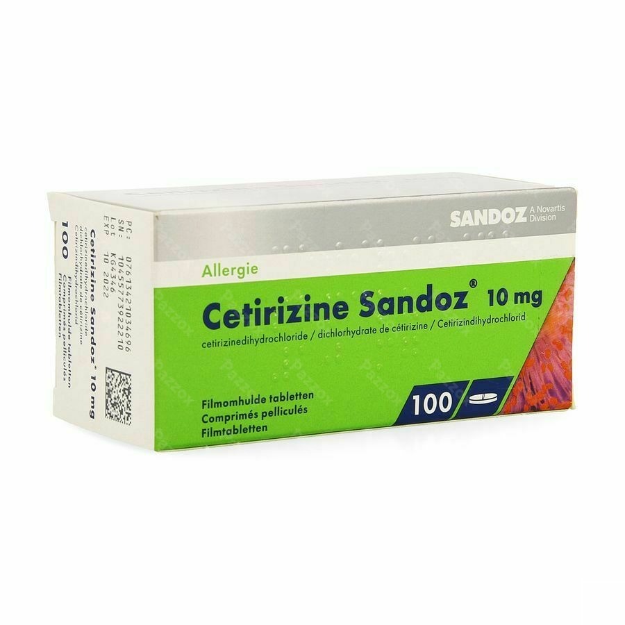 Cetirizine Sandoz 10mg 100 Comprimés