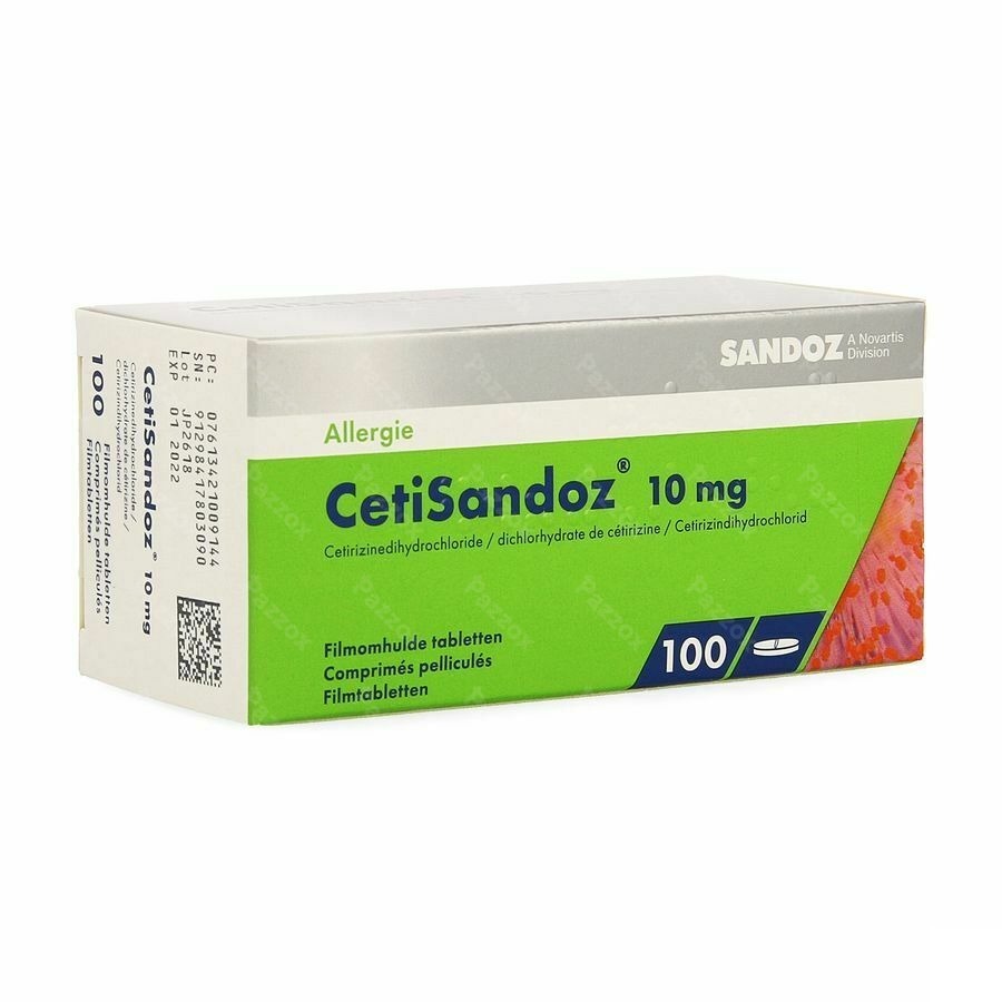 Cetirizine Sandoz 10mg 100 Comprimés