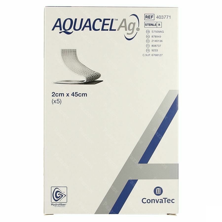 Aquacel Ag Pans Hydrofiber+renfort Fibre 2x45cm 5