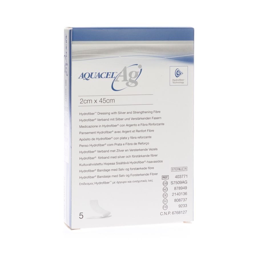 Aquacel Ag Pans Hydrofiber+renfort Fibre 2x45cm 5