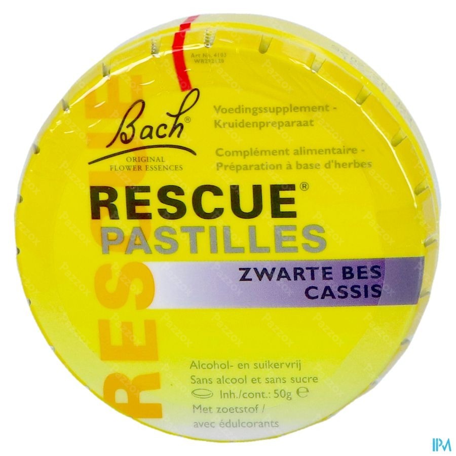 Bach Rescue Pastilles Cassis S/sucre 50g