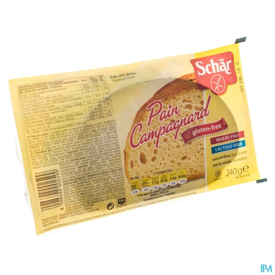 Schar Pain Campagnard Tranche 240g 6575 Revogan