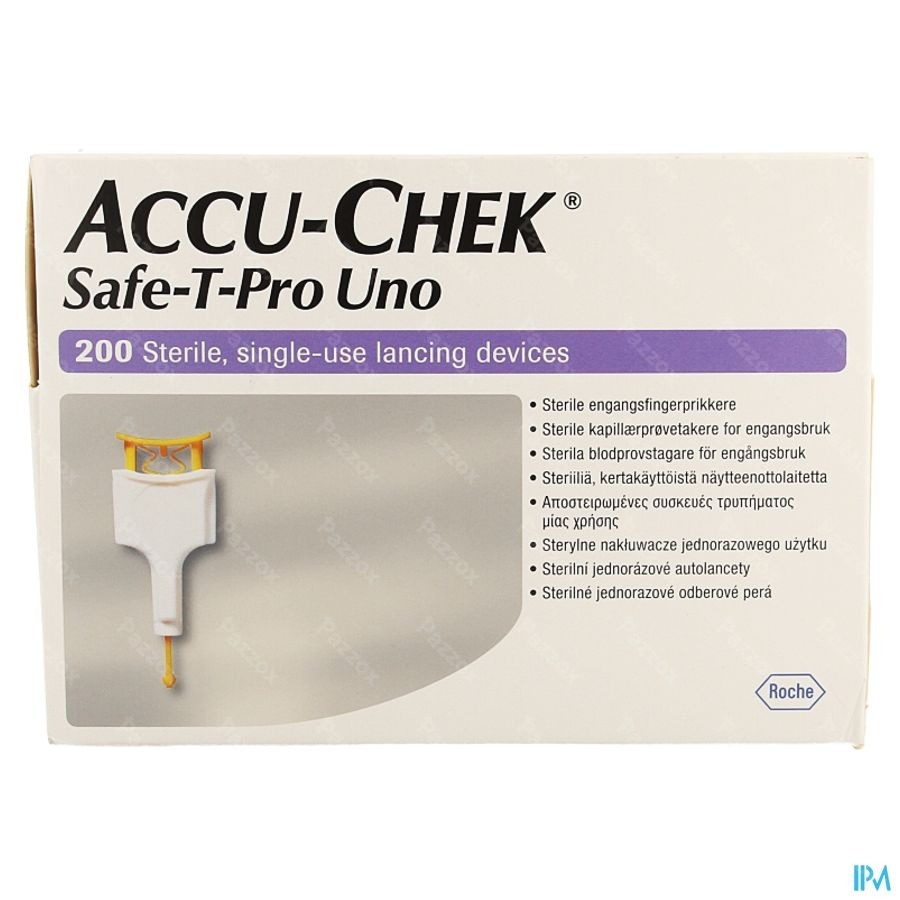 Accu Chek Safe T Pro Plus Uno Steril Jetable 200