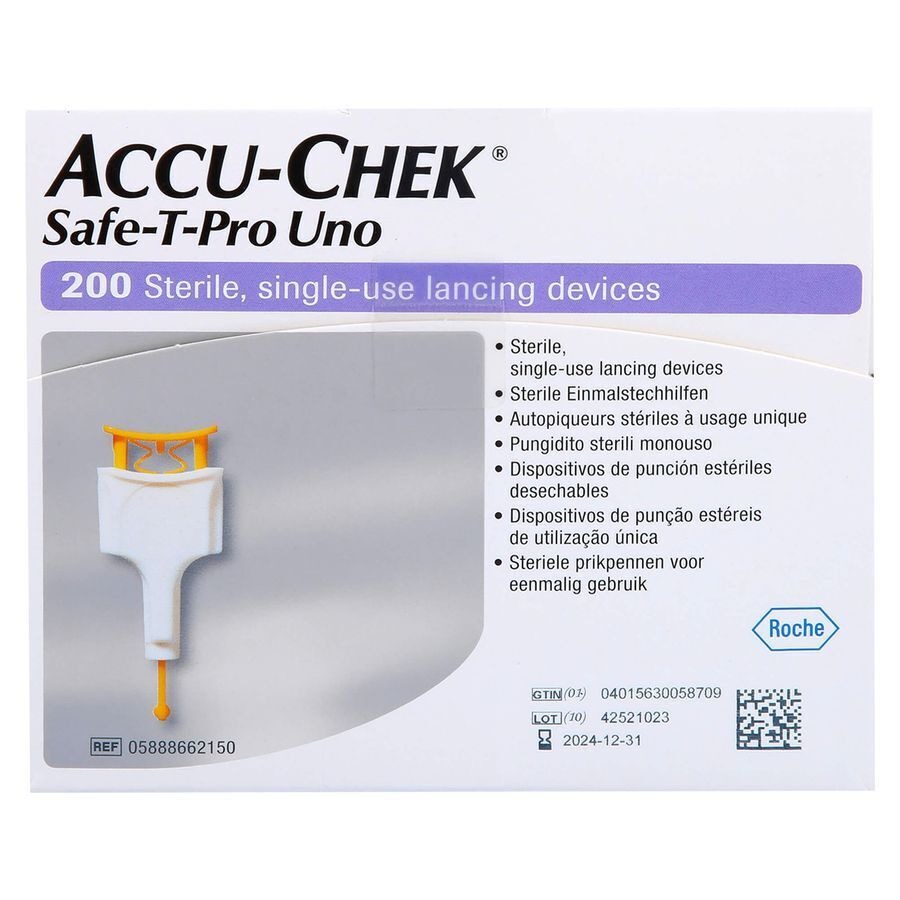 Accu Chek Safe T Pro Plus Uno Steril Jetable 200