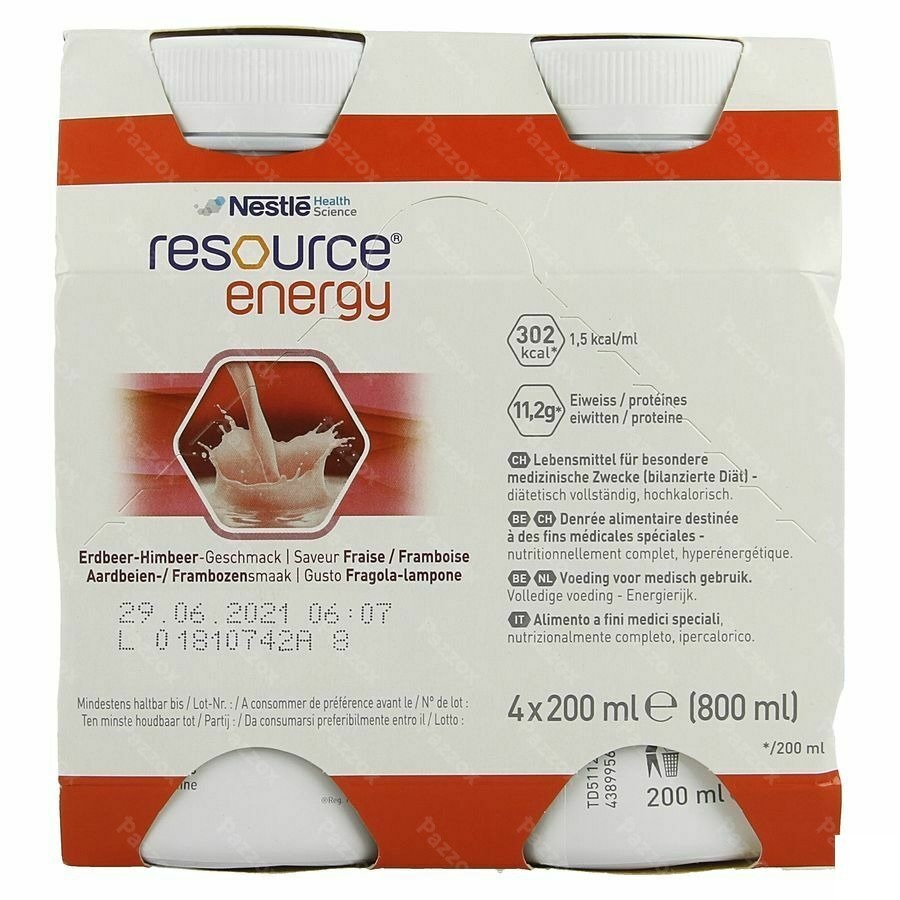 Resource Energy Drink Fraise-framboise 4x200ml