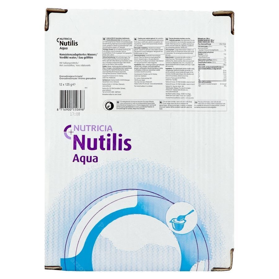 Nutilis Eau Gelifiee Grenadine Cups 12x125g