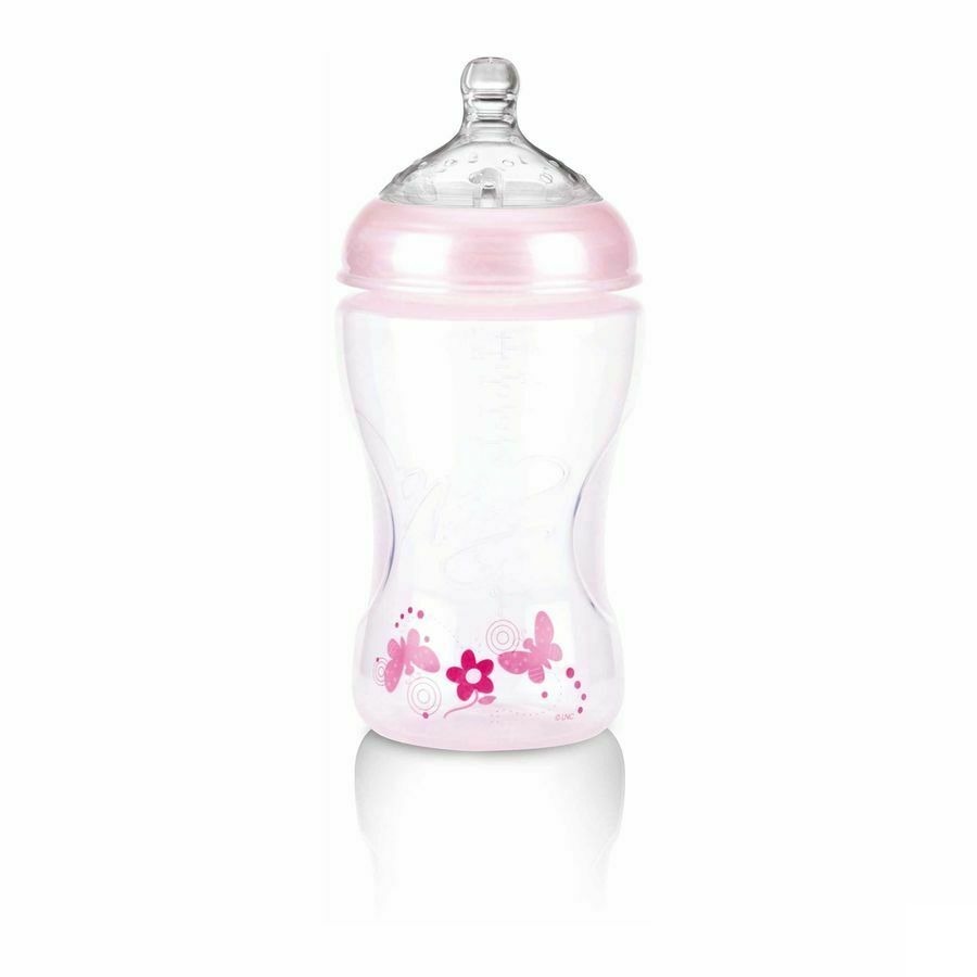 Nûby NT Biberon rose 330ml en PP avec tétine à débit moyen