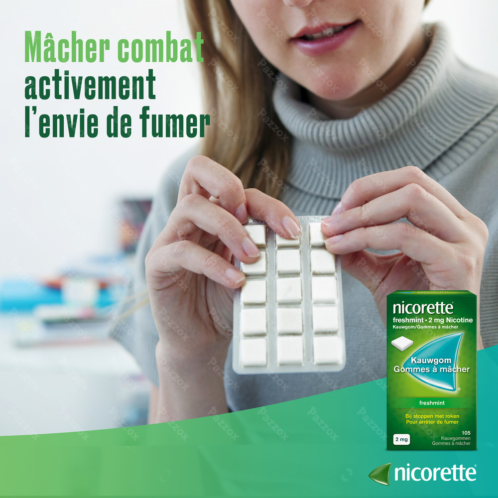 Nicorette Fruit Gomme Mach S/sucre 105x2mg