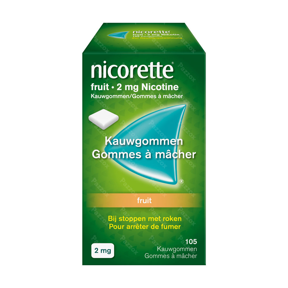 Nicorette Fruit Gomme Mach S/sucre 105x2mg