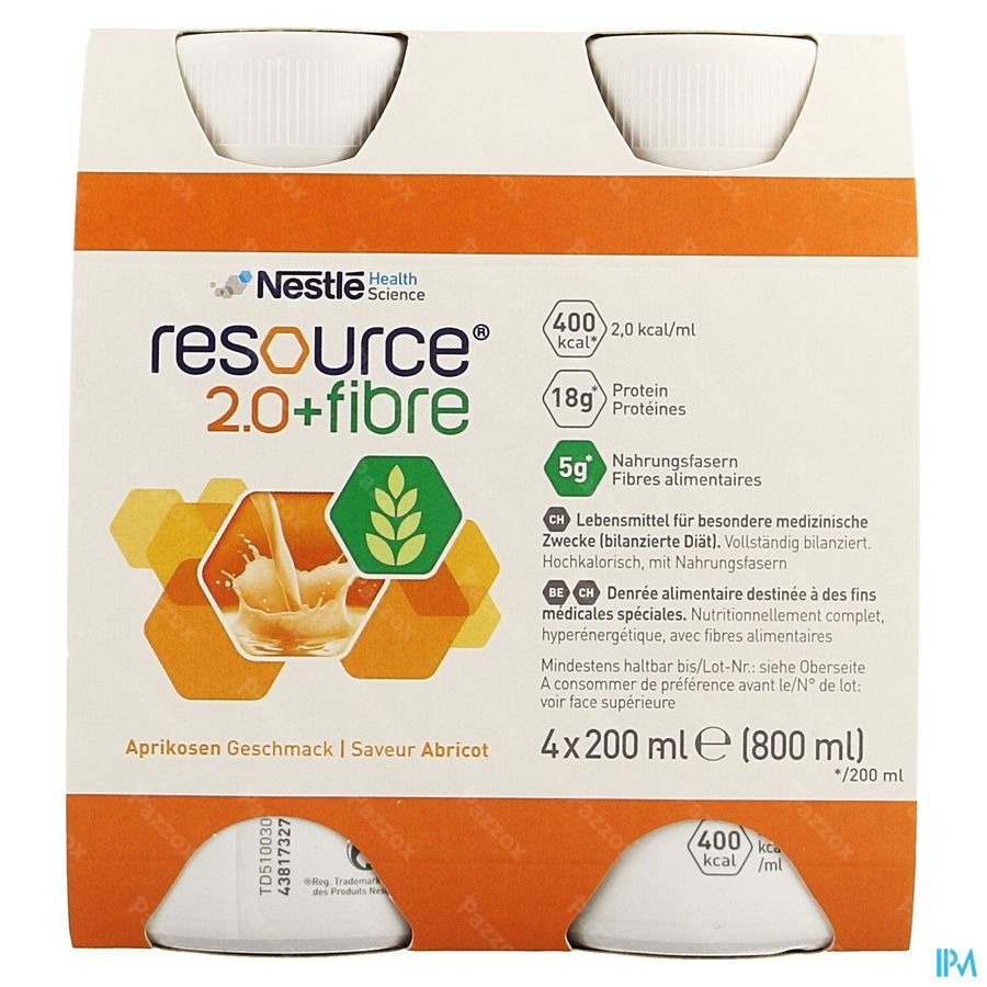 Resource 2.0 Fibre Abricot 4x200ml