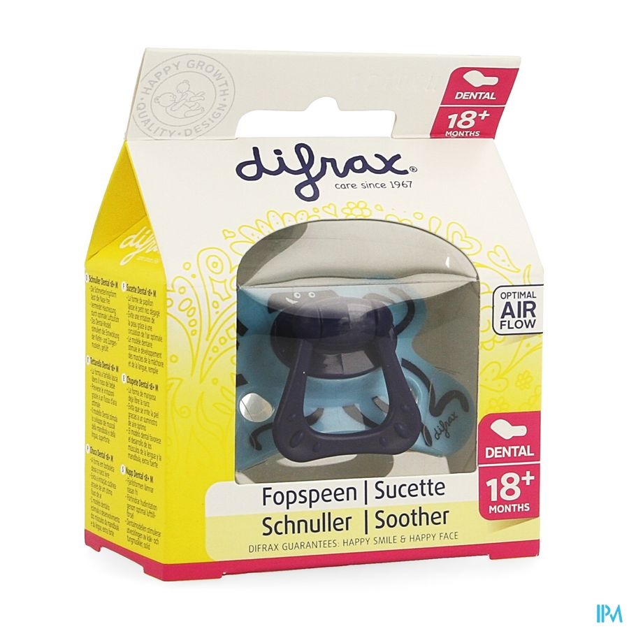 Difrax Sucette Sil Dental Xtra Forte Boy 18m+ 342