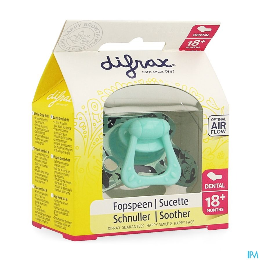 Difrax Sucette Sil Dental Xtra Forte Boy 18m+ 342