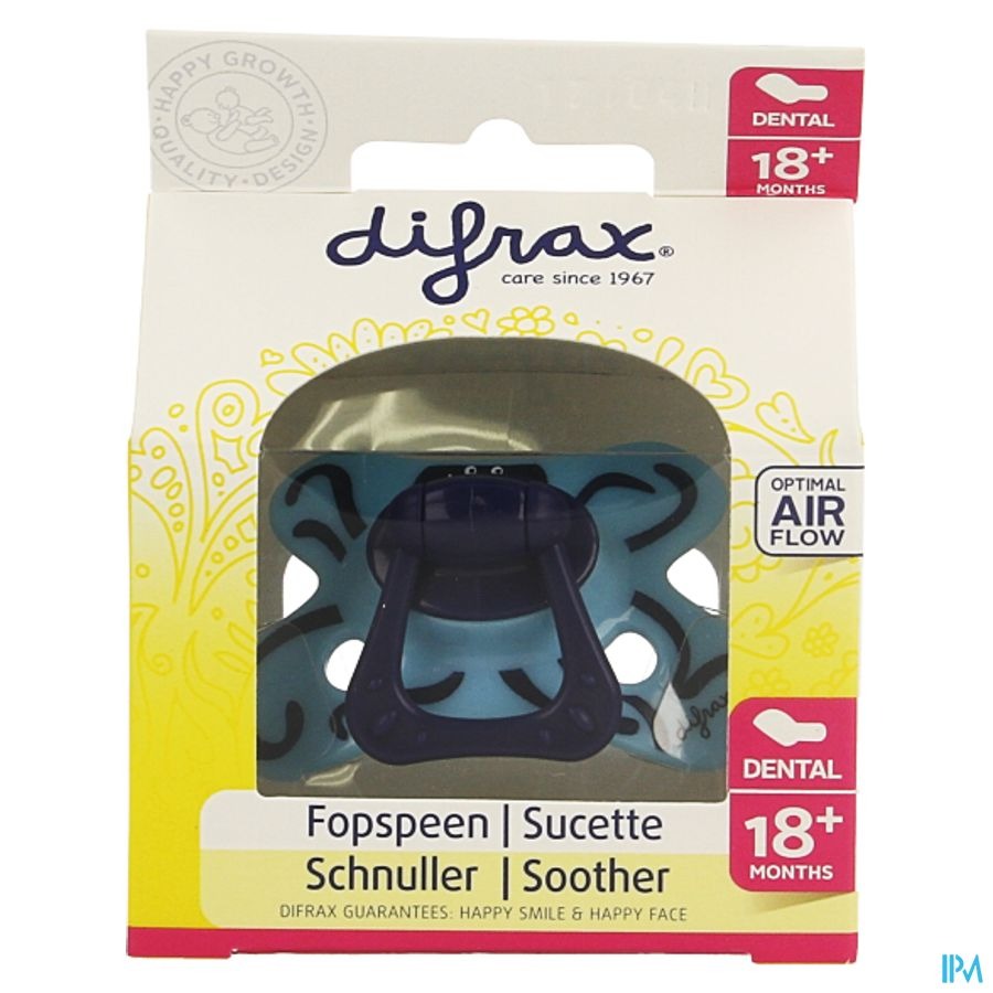 Difrax Sucette Sil Dental Xtra Forte Boy 18m+ 342