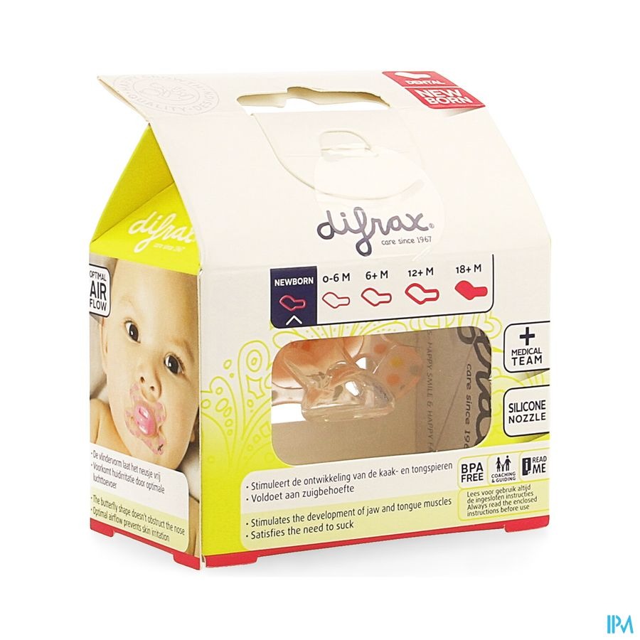 Difrax Sucette Newborn Dental Sil Girl -2/2m 1 796