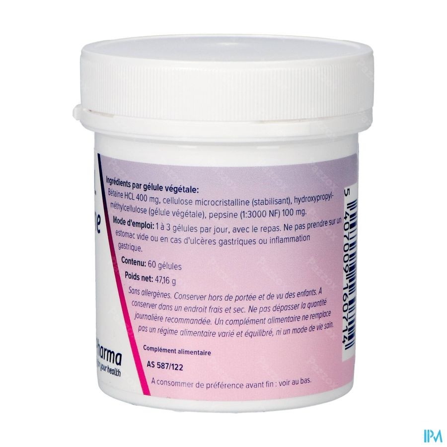 Betaine Hcl + Pesine V-caps 60 Deba