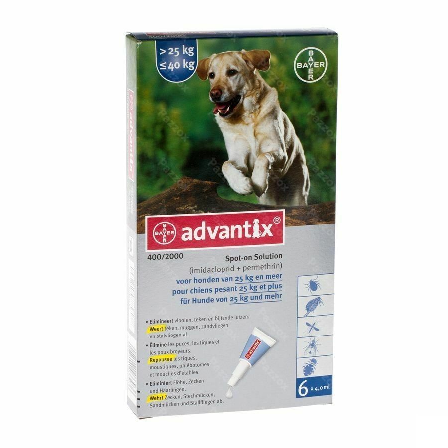 Advantix 400/2000 Chiens 25<40kg Fl 6x4,0ml