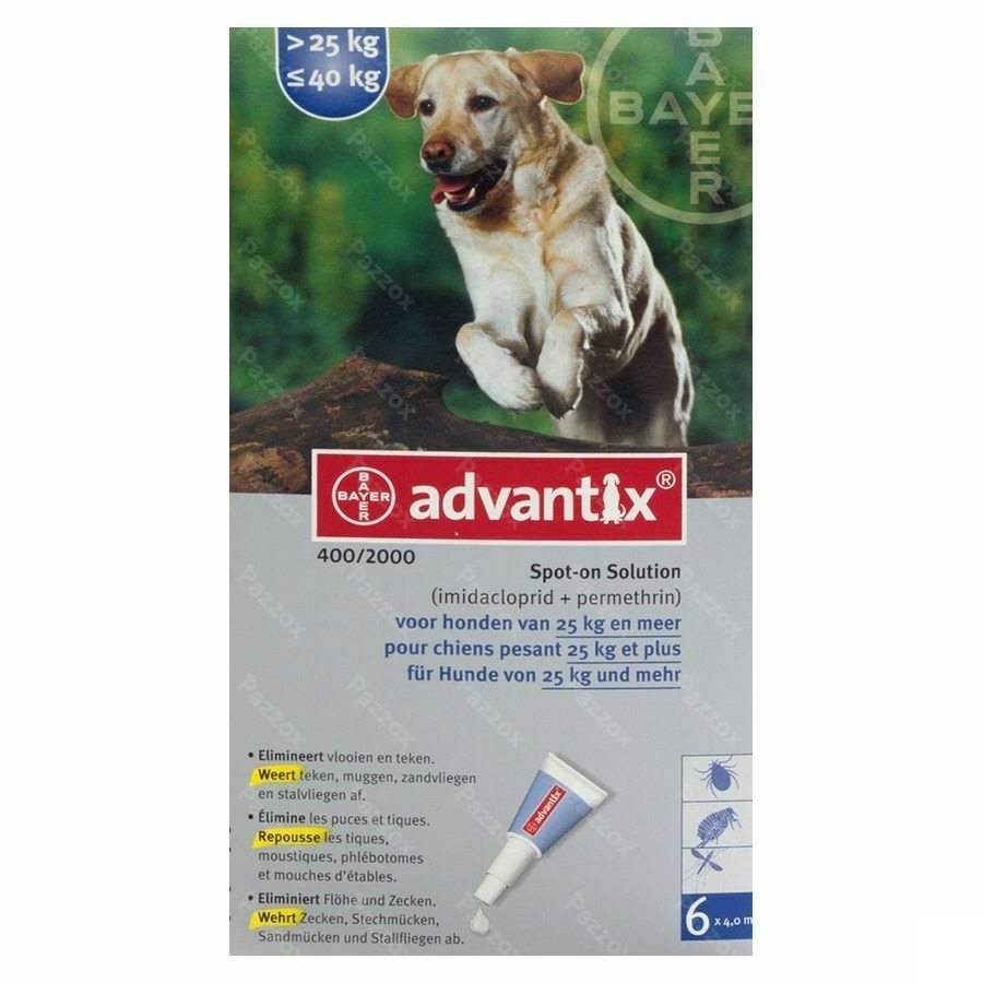 Advantix 400/2000 Chiens 25<40kg Fl 6x4,0ml