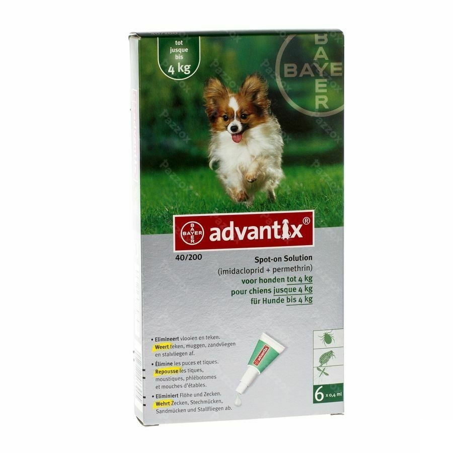 Advantix 40/ 200 Chiens < 4kg Fl 6x0,4ml