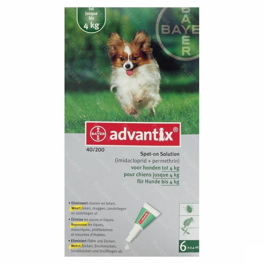 Advantix 40/ 200 Chiens < 4kg Fl 6x0,4ml