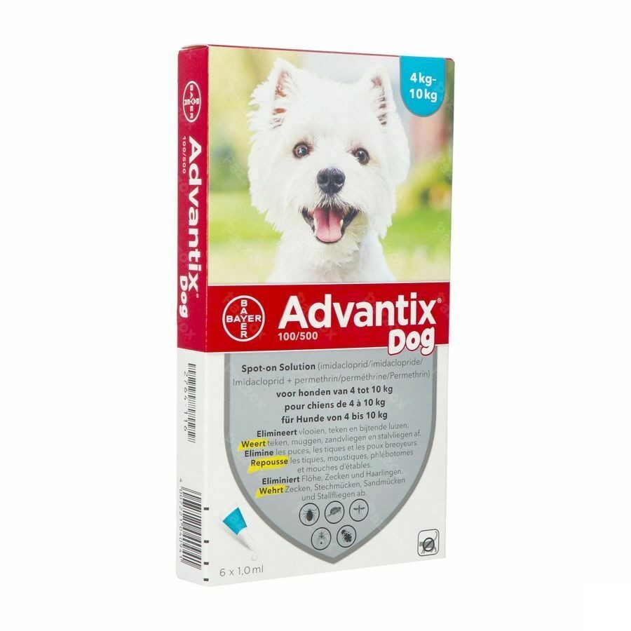 Advantix 100/ 500 Chiens 4<10kg Fl 6x1,0ml