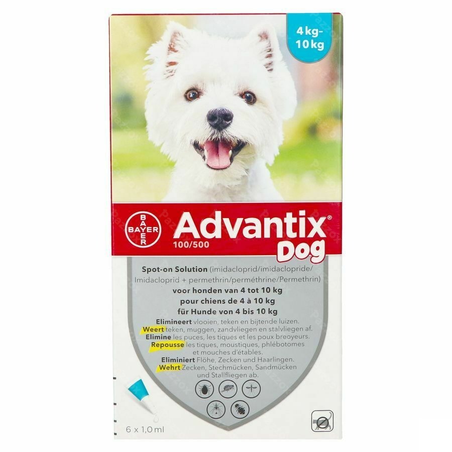 Advantix 100/ 500 Chiens 4<10kg Fl 6x1,0ml