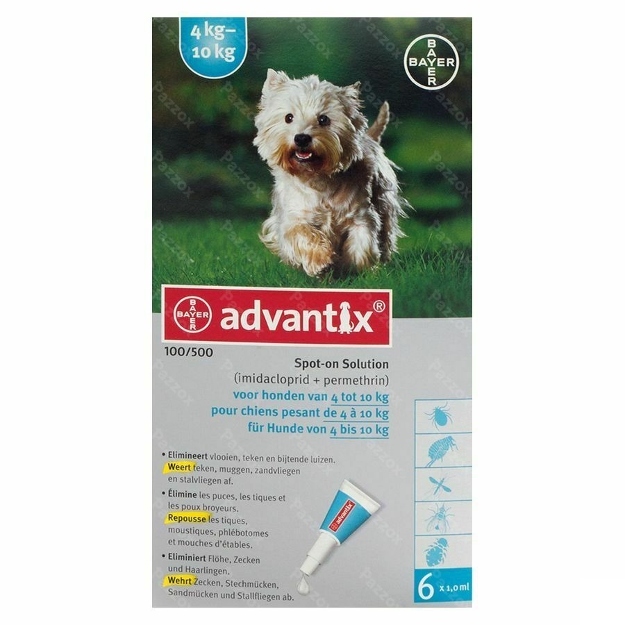 Advantix 100/ 500 Chiens 4<10kg Fl 6x1,0ml