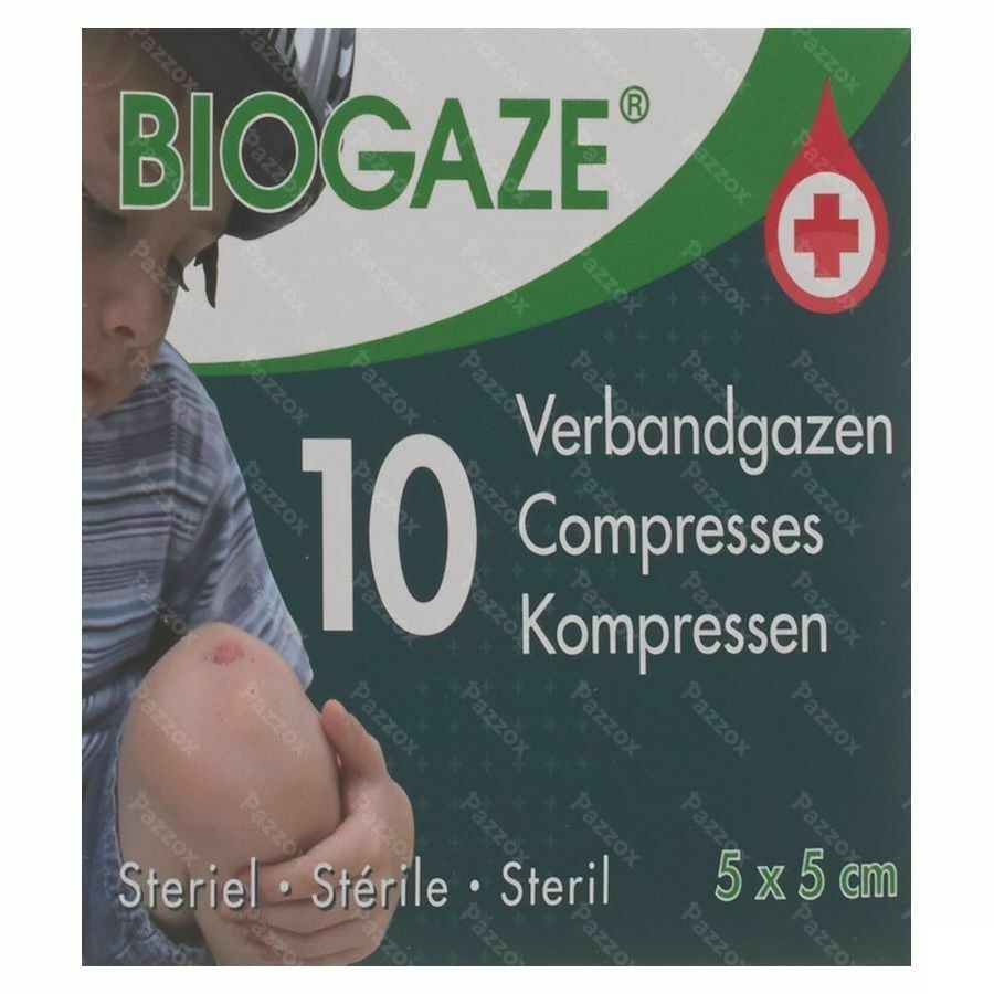 Biogaze 10 Compresses 5 x 5 cm