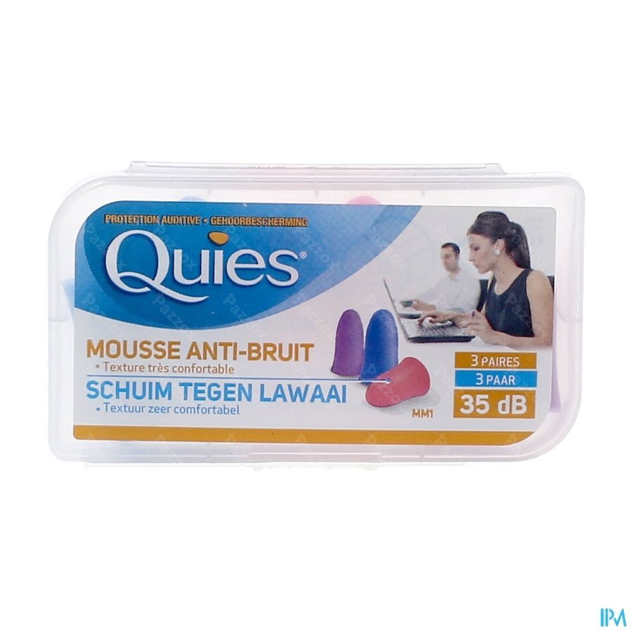 Quies Protection Auditive Mousse Fluo 3 Paires Bouchons d' - Pazzox