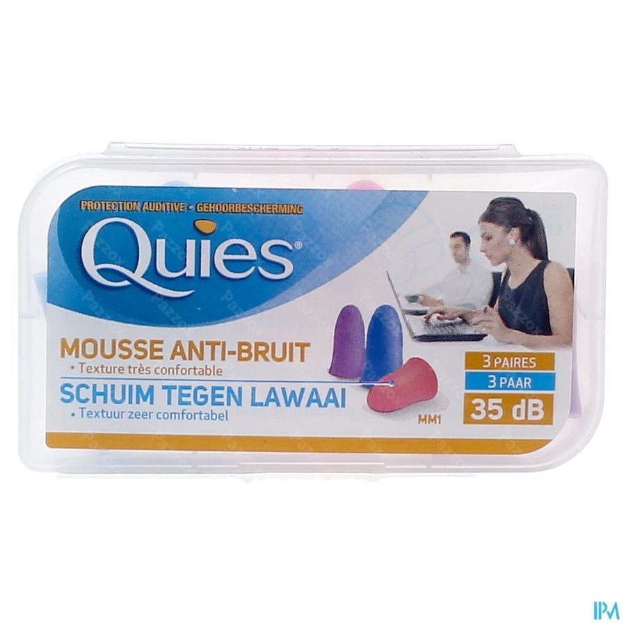 Quies Protection Auditive Mousse Disco 3 Paires Bouchons d'Oreilles