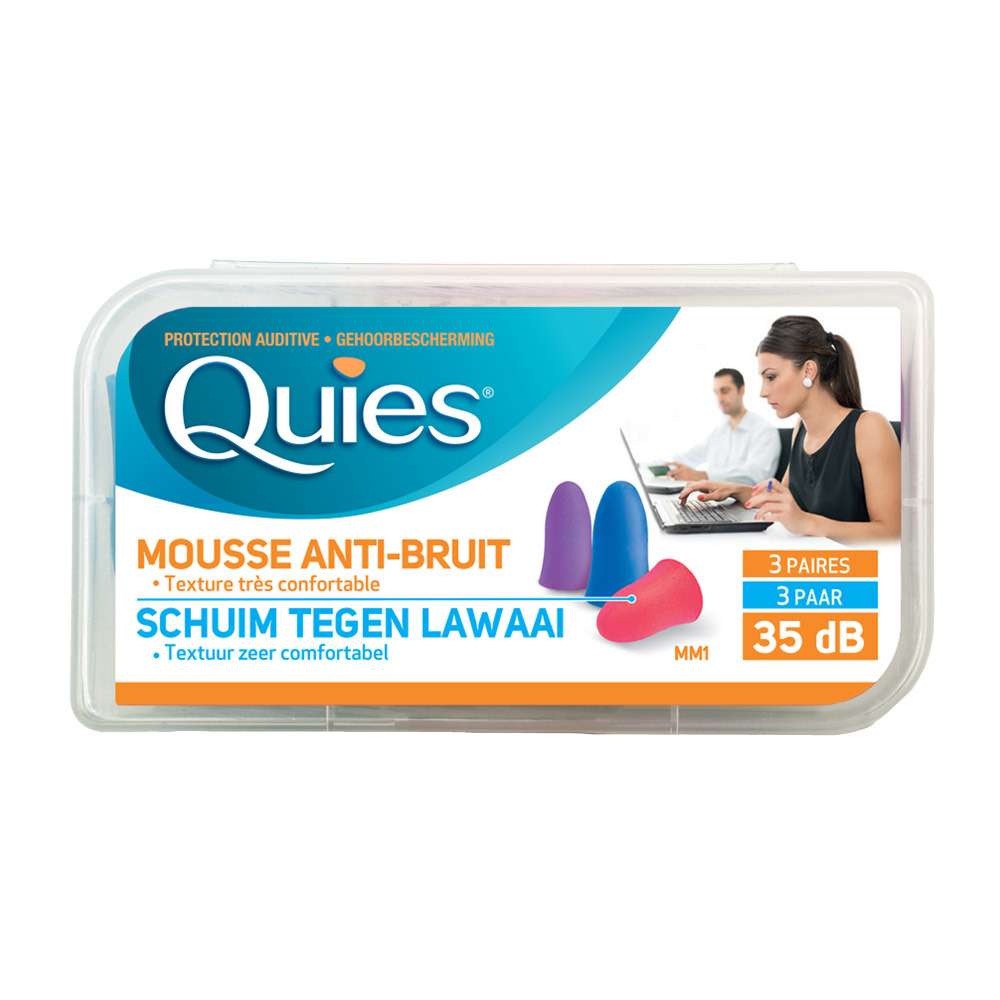Quies Protection Auditive Mousse Disco 3 Paires Bouchons d'Oreilles