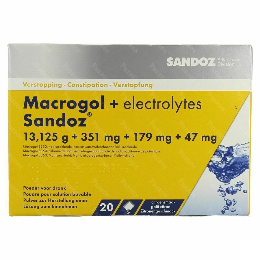 Macrogol + Electr Sandoz Pulv Gout Citron 20x13,7g