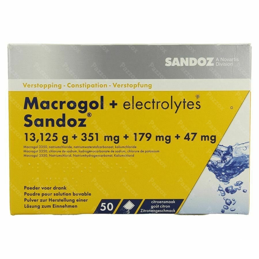 Macrogol + Electr Sandoz Pulv Gout Citron 50x13,7g