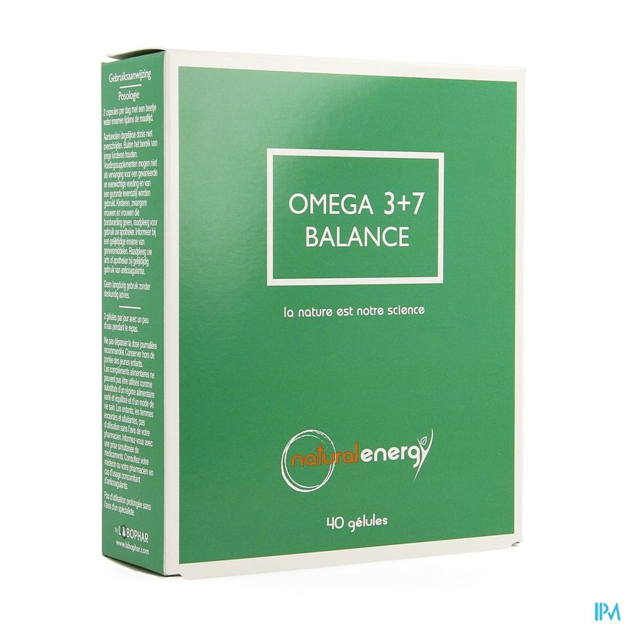 Natural Energy Omega 3+7 Balance 40 Gélules Pazzox