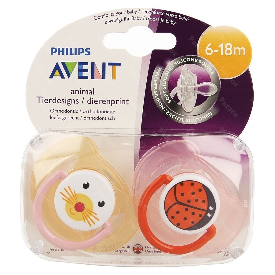 Philips Avent Sucette Animaux Silicone Double 6-18m