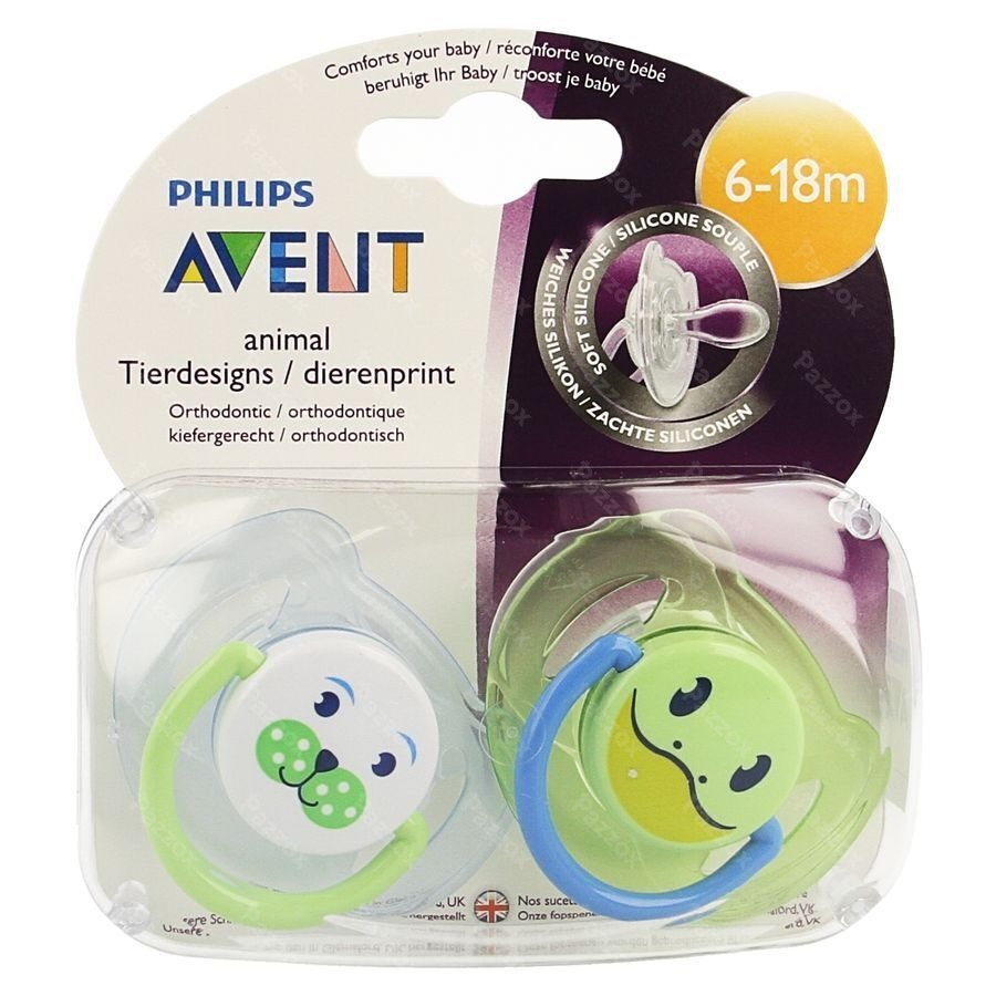 Philips Avent Sucette Animaux Silicone Double 6-18m