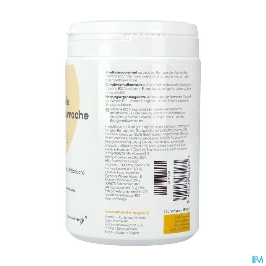 Natural Energy Huile Bourrache Caps 250