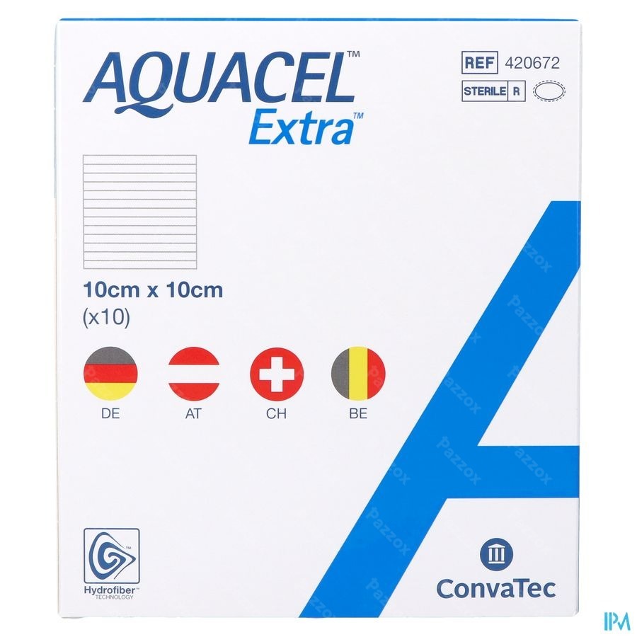 Aquacel Extra Pans Hydrofiber+renf.fibr.10x10cm 10