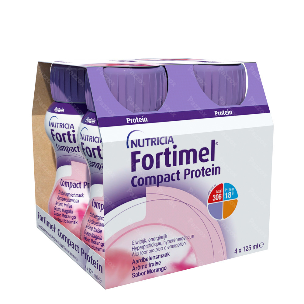 Fortimel Compact Protein Fraise Bouteilles 4x125ml